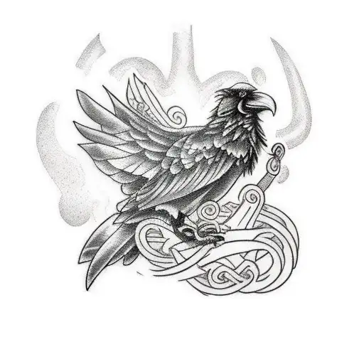 nordic mythology raven tatoo tattoo design idea