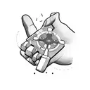 A mechanical hand holding a controller, surrounded by video game characters tattoo design idea