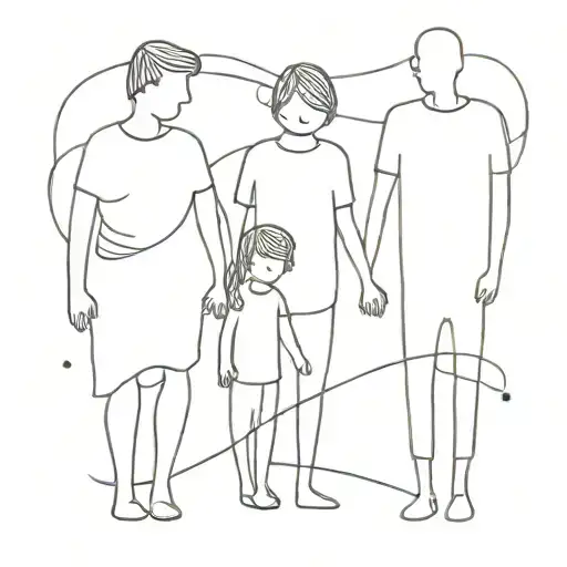 a human family. mom, dad, big brother and little girl tattoo design idea