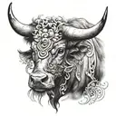 zodiac sign taurus with dat of birth  tattoo design idea