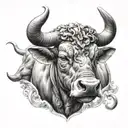 zodiac sign taurus with dat of birth  tattoo design idea