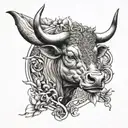 zodiac sign taurus with dat of birth  tattoo design idea
