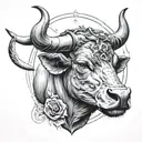 zodiac sign taurus with dat of birth  tattoo design idea