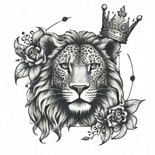 leo sign tattoos with sun and crown  tattoo design idea