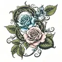 flower vine with names: Moritz, Philipp, Merle, malte, Emil tattoo design idea