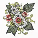 flower vine with names: Moritz, Philipp, Merle, malte, Emil tattoo design idea