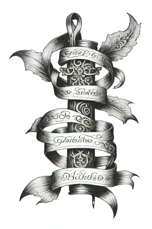 long ribbon or are inscribed Pierre andré jacques jean matthieu jacques simon thomas nathanael thadée philippe barthélémy tattoo design idea