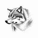 male wolf protecting female and cubs tattoo design idea