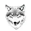 male wolf protecting female and cubs tattoo design idea