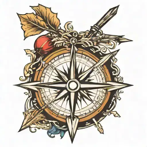 compass and arrow  tattoo design idea