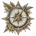 compass and arrow  tattoo design idea