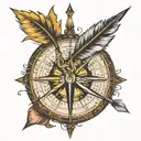compass and arrow  tattoo design idea