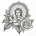 baby jesus with rose and holy spirit  tattoo design idea