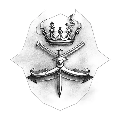 sword and crown tattoo design idea