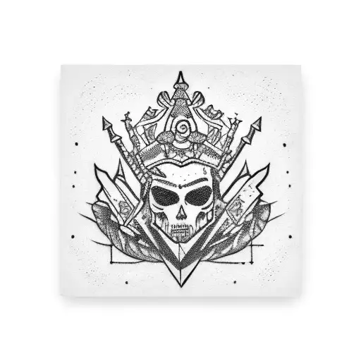 gungnir symbol and basquiat crown tattoo design idea