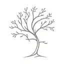 A minimalist tattoo of a tree with each branch representing a family member, symbolizing the strength and interconnectedness of the family tattoo design idea