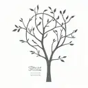 A minimalist tattoo of a tree with each branch representing a family member, symbolizing the strength and interconnectedness of the family tattoo design idea