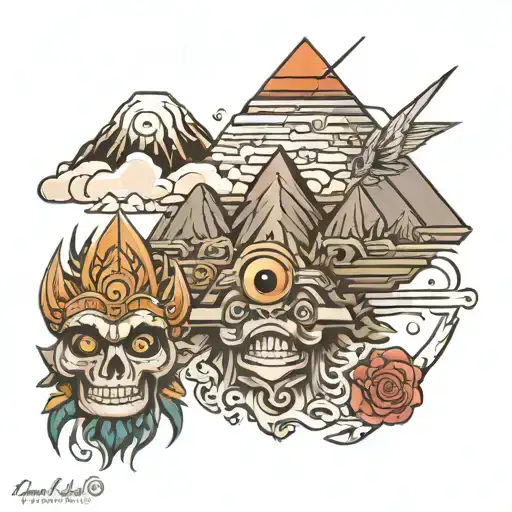 Popocatépetl and Iztaccíhuatl tattoo design idea