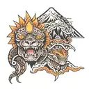Popocatépetl and Iztaccíhuatl tattoo design idea