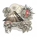 Popocatépetl and Iztaccíhuatl tattoo design idea