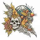Popocatépetl and Iztaccíhuatl tattoo design idea