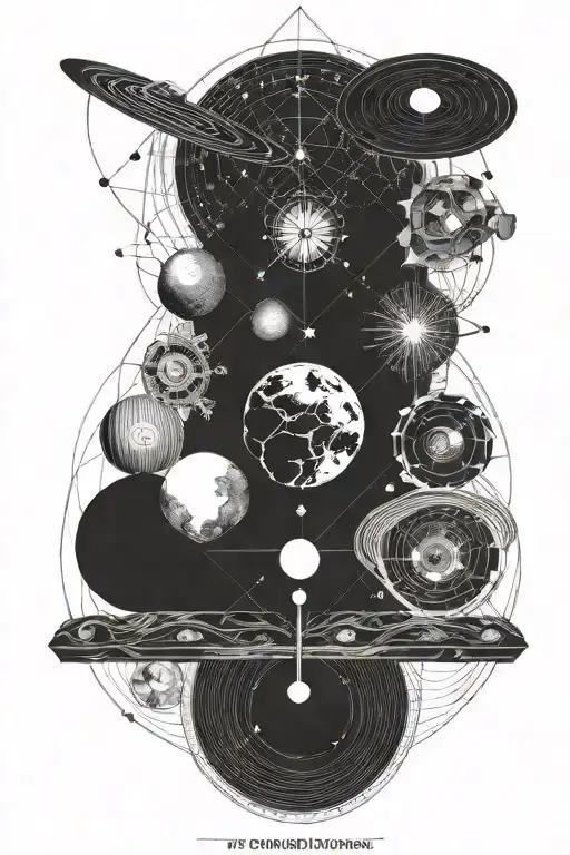 solar system and time tattoo design idea