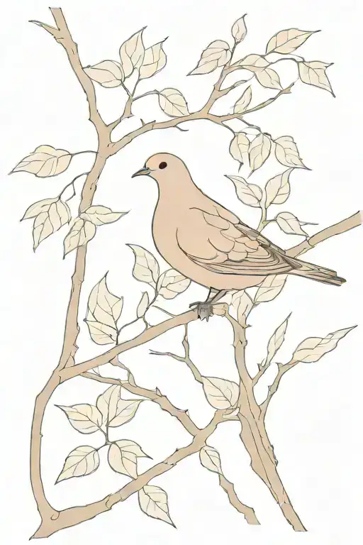 mourning dove sitting on a maple branch representing tattoo design idea