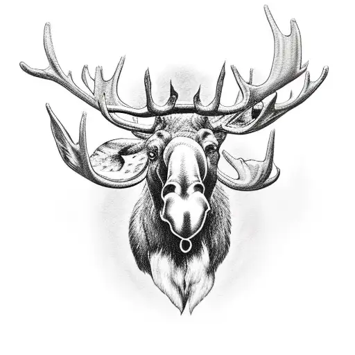 a moose head in front of firefighter creast  tattoo design idea