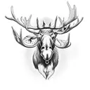 a moose head in front of firefighter creast  tattoo design idea
