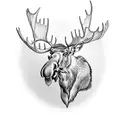 a moose head in front of firefighter creast  tattoo design idea