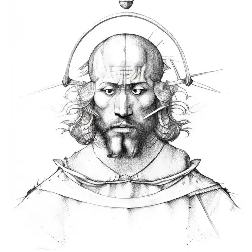 Albrecht Dürer style maliketh the black balde tattoo design idea