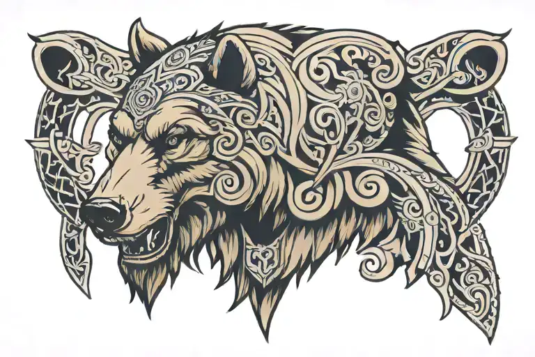 norse bear head tattoo design idea