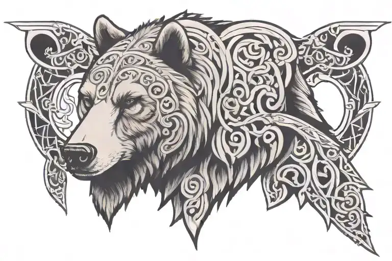 norse bear head, viki whitman strength tattoo design idea