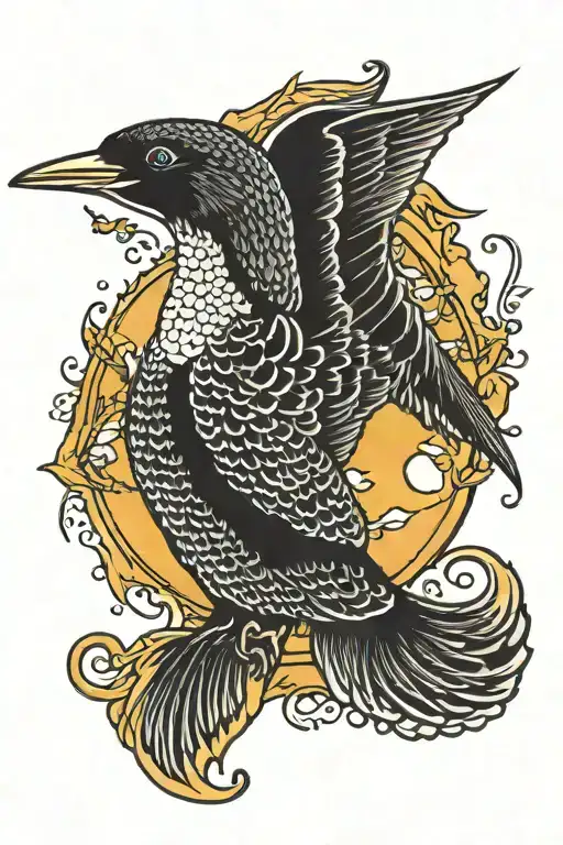 Loon  and Moon tattoo design idea