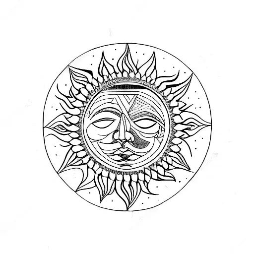 bohemian sun  tattoo design idea