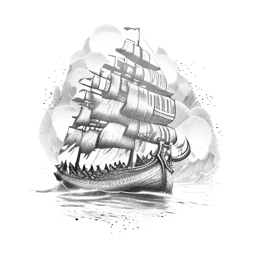vikings ship tattoo design idea