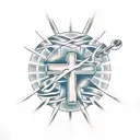 Christian Cross with colon cancer ribbon  tattoo design idea