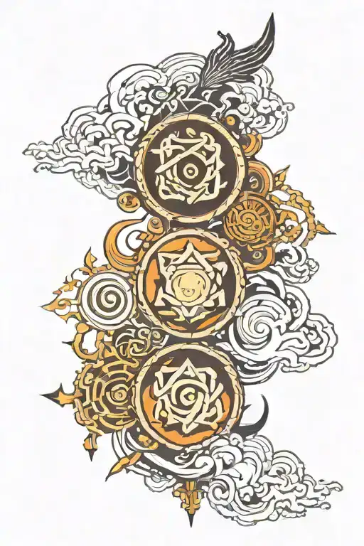 Avatar the last airbender, all 4 elements tattoo design idea