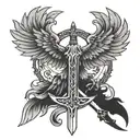 sword with wings flying eagle tattoo design idea