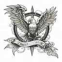 sword with wings flying eagle tattoo design idea