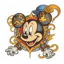 25 with Mickey Mouse  tattoo design idea