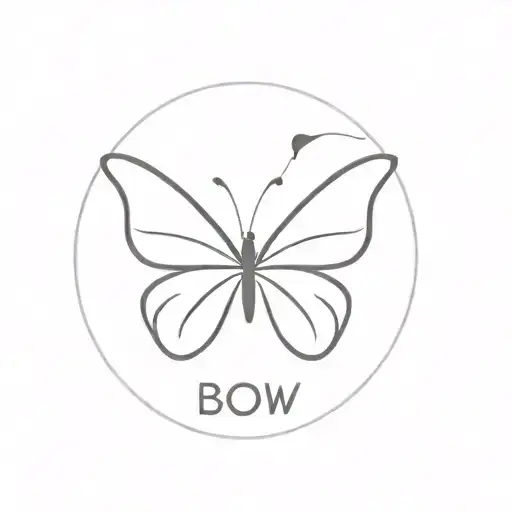 The word 'BOW' creatively integrated into a minimalist logo design, butterfly tattoo design idea
