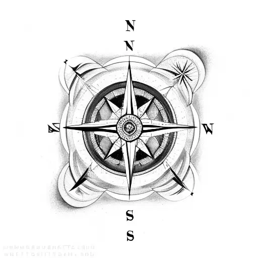 Compass with different quadrants representing family, one for the outdoors, and one for education tattoo design idea