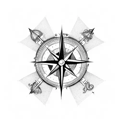 compass 8 inches long and 4 inches wide tattoo design idea