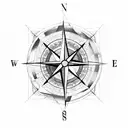 Compass with different quadrants representing family, one for the outdoors, and one for education tattoo design idea