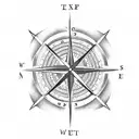 Compass with different quadrants representing family, one for the outdoors, and one for education tattoo design idea