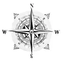 Compass with different quadrants representing family, one for the outdoors, and one for education tattoo design idea