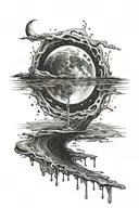 Water and moon tattoo design idea