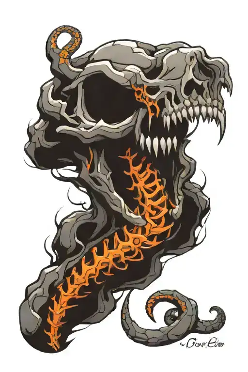 snake skeleton striking tattoo design idea