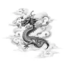 dragon with smoke and clouds  tattoo design idea